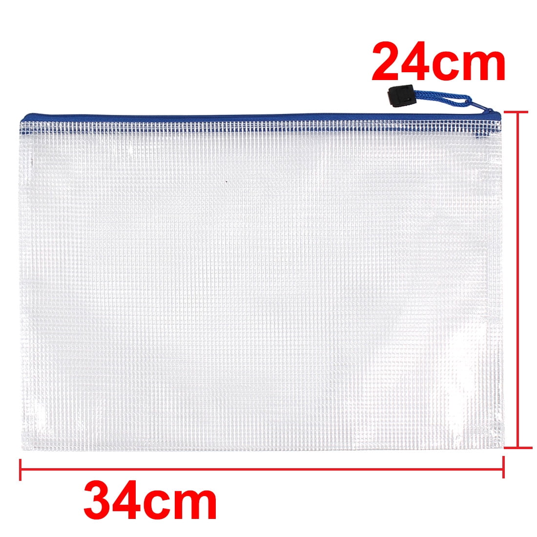 Unique Bargains Office Plastic Zipper Document Bags File Folders Pockets White Blue 6 Pcs