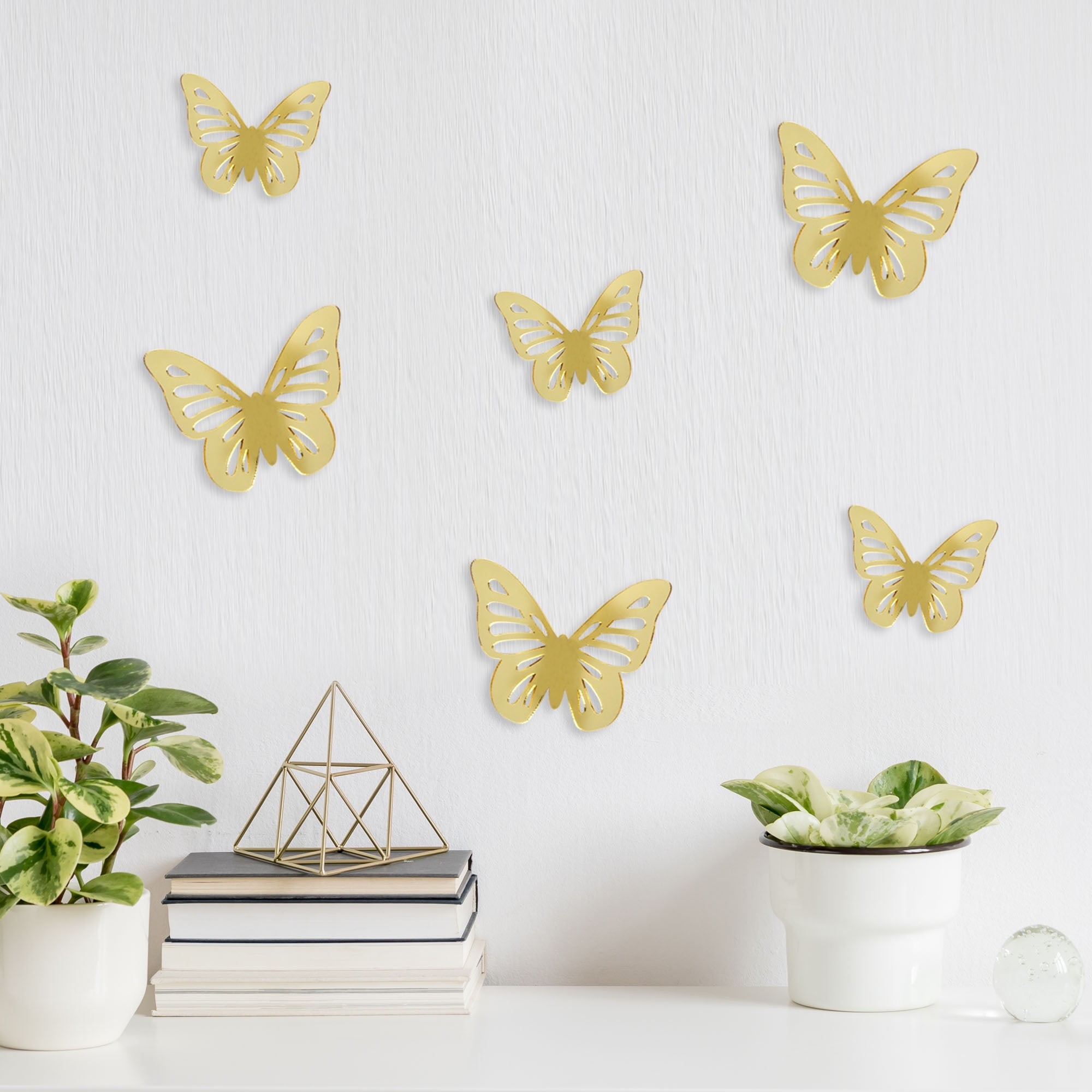 Gold Mirrored 3D Butterfly Peel and Stick Wall Decals 10 Piece by World Market