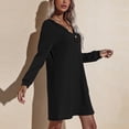 thumbnail image 4 of Mini Vestido Con Escote En V Profundo, Transpirable, Cómodo, Suave, Suelto, Con Cuello De Botón, Vestido A Media Pierna Para La Vida Diaria, 4 of 6