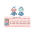 thumbnail image 7 of Toddler Girl Summer Outfits Solid Color Rib Fly Sleeve T-Shirts Fish Scale Print Suspender Shorts Headband Set, 7 of 7