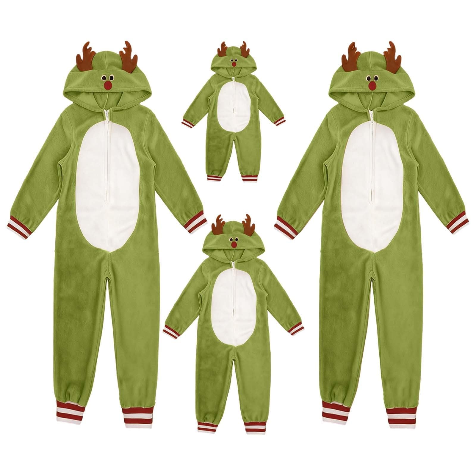 KinKnit Christmas Onesie for Family Reindeer Christmas Pajamas Onesie Fleece Deer Animal Jumpsuit Sleepwear Adult Couples