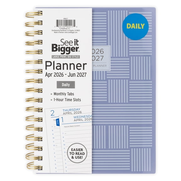 See It Bigger Daily Planner, Medium (6.25" x 8.75"), Grey, 15-Month: Apr 2026 - Jun 2027