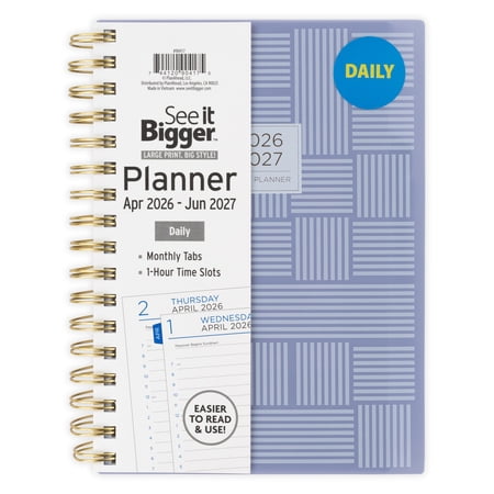 See It Bigger Daily Planner, Medium (6.25" x 8.75"), Grey, 15-Month: Apr 2026 - Jun 2027