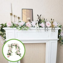 AuroraX 5.9 Ft Eucalyptus Garland for Mantle Decoration,Thanksgiving,Artificial Christmas Flower Garland,Wedding Vines,for Birthday,Festival Decor,Pink