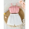 thumbnail image 6 of Aojekbee Baby Girl Summer Outfits Cute Sleeveless Ruffle Tops + Crochet Flower Shorts Set Toddler 2Pcs Clothes, 6 of 10