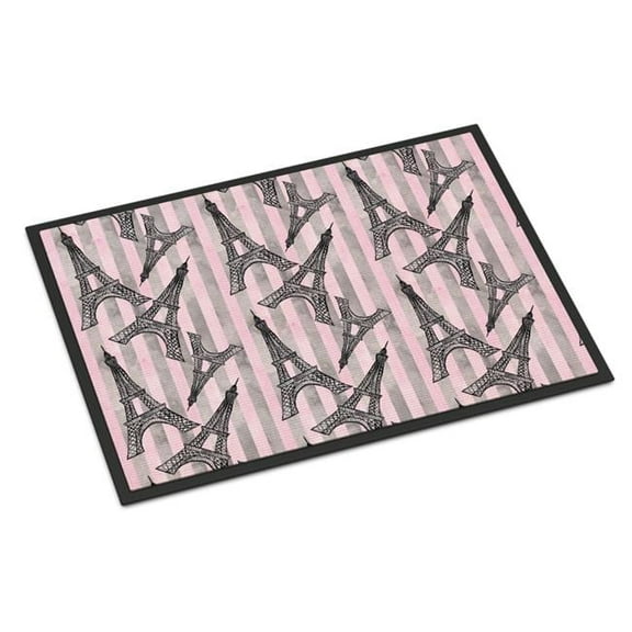 Watercolor Eiffel Tower & Stripes Indoor or Outdoor Mat - 24 x 36 in.