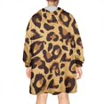 thumbnail image 2 of Yellow and Brown Of Leopard Print Wearable Oversized Blanket,Wearable Blanket Hoodie for Adults,Cozy Hooded Blankets with Super Pockets,Super Warm Fuzzy Pullover for Women & Men, 2 of 6