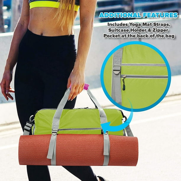 Gym Bags for Women and Men - Small Packable Sports Duffle Bag for Women  with Shoe Compartment and Wet Pocket 