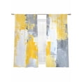 thumbnail image 2 of Gray Yellow Brush Sheer Curtains 63 Inches Long 2 Panels Graffiti Watercolor Light Filtering Semi Sheer Window Curtains Drapes for Bedroom Living Room 52"x63", 2 of 7