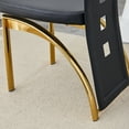 thumbnail image 4 of JUFU Set of 2 Black Faux Leather Dining Chairs with Gold Metal Legs, High Back Design for Kitchen and Dining Room, 4 of 11