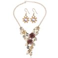 thumbnail image 1 of 3PCS Earring Necklace Set Vintage Flower Statement Necklace Drop Earrings, 1 of 7