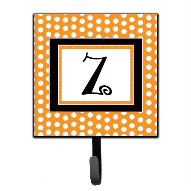 "Treasures CJ1033-ZSH4 Letter Z Initial Monogram-Orange Polka Dots Leash Holder o Key Hook, Small, Multicolor" Caroline's Treasures CJ1033-ZSH4