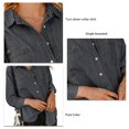 thumbnail image 5 of Blusa de mujer con cuello vuelto y bolsillos con un solo pecho, manga larga, abrigo para mujer, camisa para citas, negro S, 5 of 5
