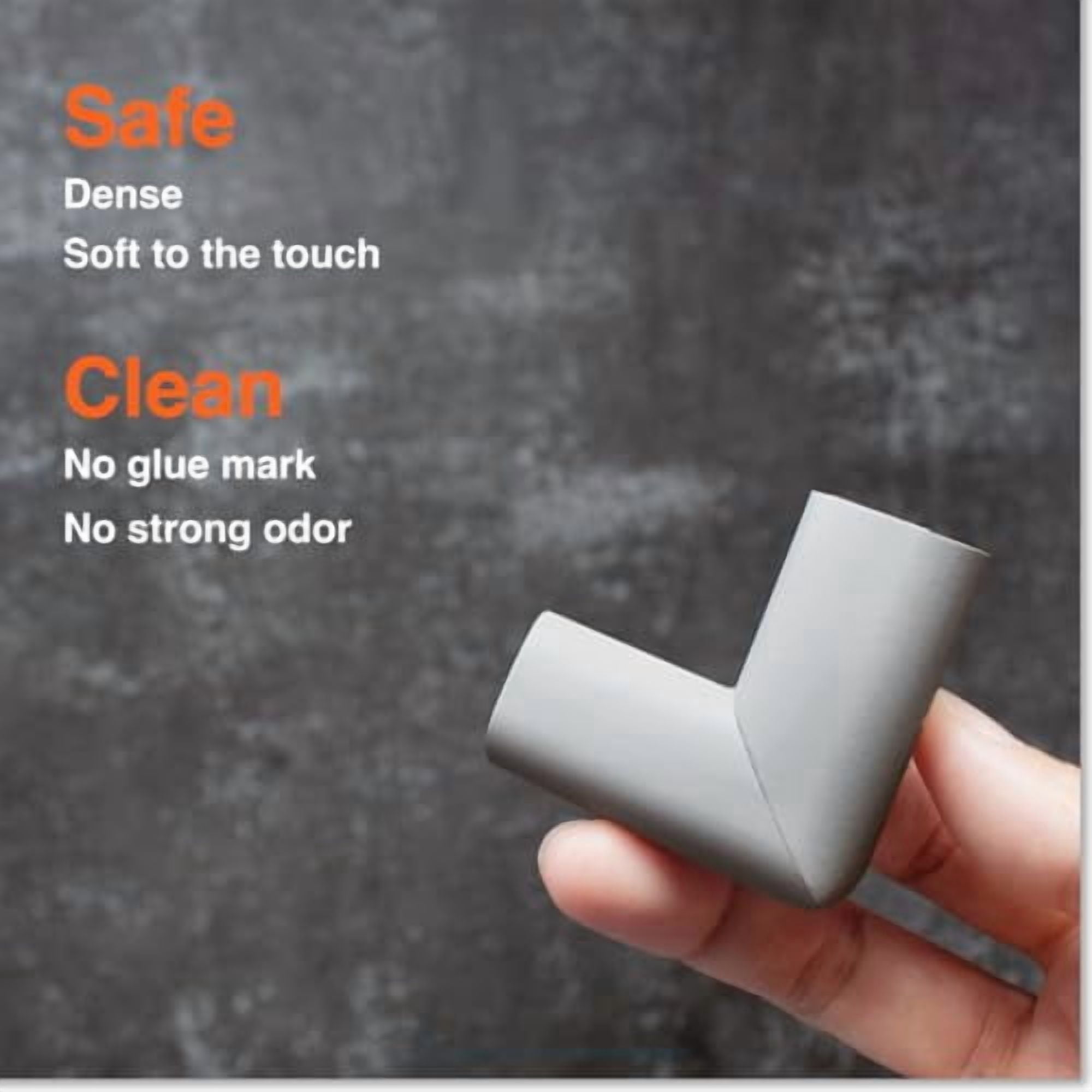 Slimfit Corner Edge Protector for Baby Proofing (Small 15ft Edges 4 Corners), Furniture Safety Bumper Guard, Soft NBR Rubber Foam, 3M Adhesive, Stone Grey