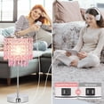 thumbnail image 2 of Lámpara de mesa táctil Boncoo Pink Crystal con puertos USB, 2 of 6