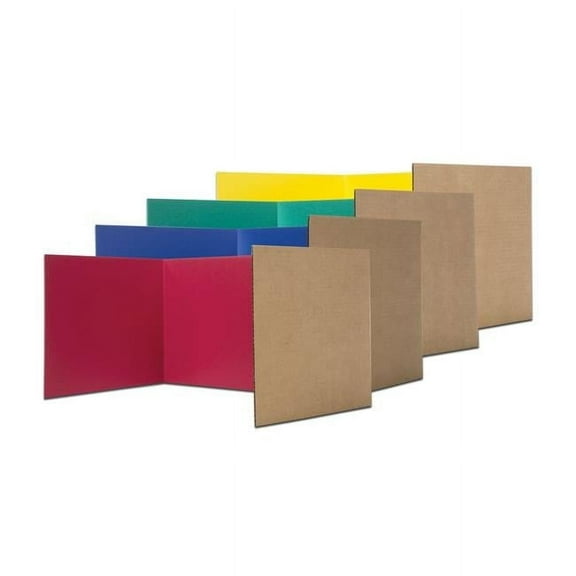 Office, School Classroom Desk Divider 18" x 48" Assorted Corrugated Study Carrel - Pack of 12