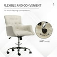 thumbnail image 5 of HOMCOM Mid Back Task Chair, Modern Home Office Chair with Tufted Button Design and Padded Armrests, Swivel Computer Desk Chair for Study Living Room Bedroom, Cream White, 5 of 9