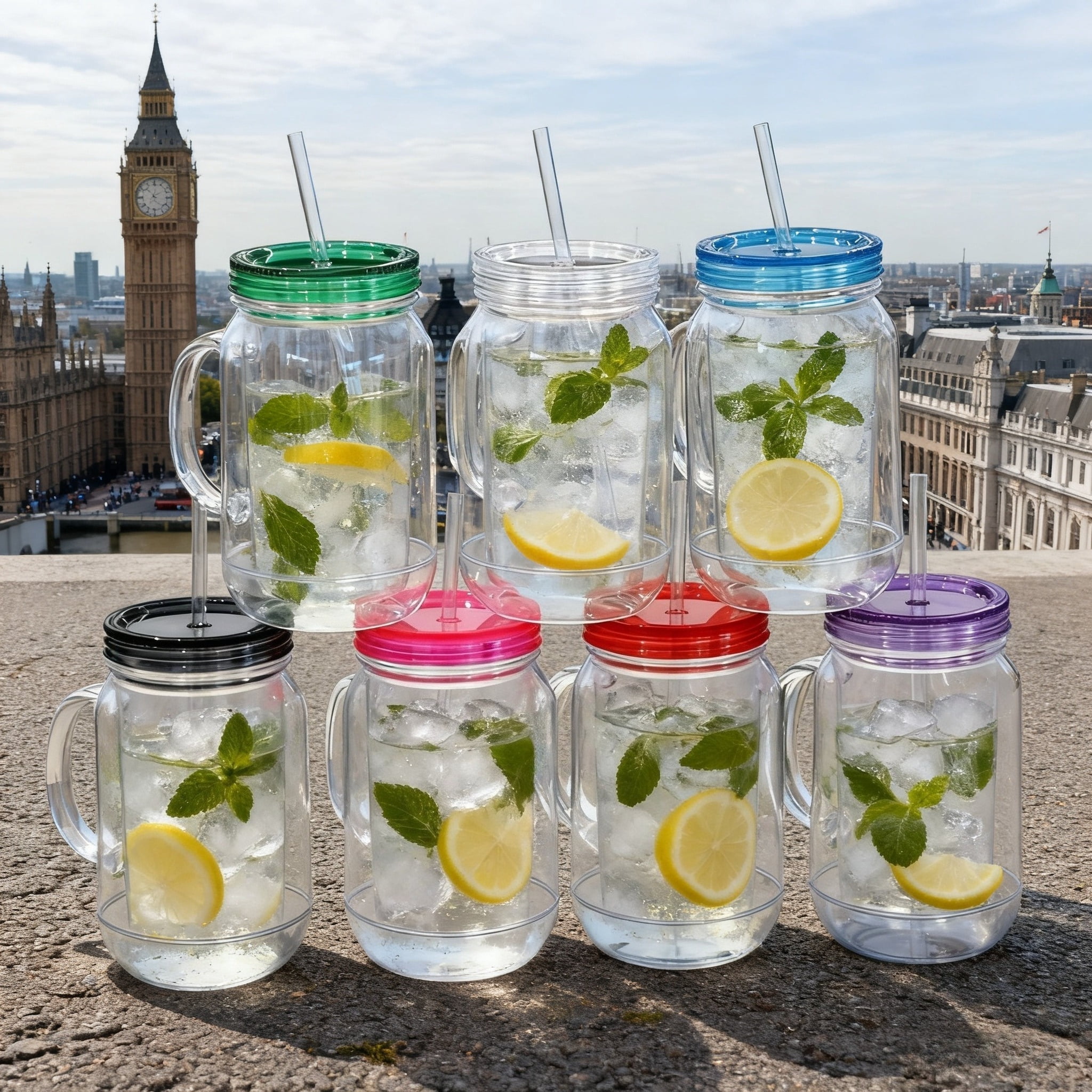 22oz Mason Jar Style Glitter Tumbler - Custom DIY Liquid Glitter Cup with Lid & Straw, BPA-Free PS Plastic, Reusable for Smoothies, Coffee, Parties, Travel & Holiday Gifting