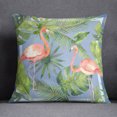 thumbnail image 2 of S4Sassy Flamingo & Palm Leaf Print Grayish Blue Decorative Pillow Case Square Cushion Cover Throw - Choose Size, 2 of 4