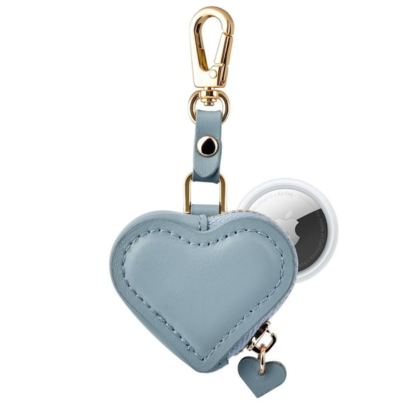 Heart Leather Bag Charm for Apple AirTag, Keychain Holder, Protective Case with Clip, Valentine-Inspired Design