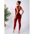 thumbnail image 6 of YiZYiF Womens Figure Skating Jumpsuit Sleeveless Cutout Back Dance Rhythmic Gymnastics Leotards Burgundy XXL, 6 of 7