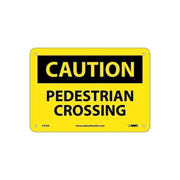 National Marker Pedestrian Crossing 7X10 .040 Aluminum Caution Sign C576A