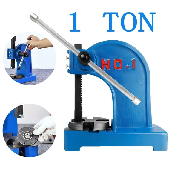 Rivet Press Tool, Blue Manual Arbor Press, Bearing Press, 1T Durable, Cast Iron Construction, 5.5in Work Height, leveraging Assembly Workshop, Engraving