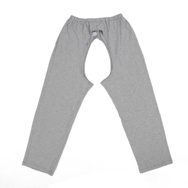 Pantalones para el cuidado de la incontinencia urinaria con abertura en la entrepierna delantera y trasera para pacientes de enfermería de edad avanzada, gris XXL