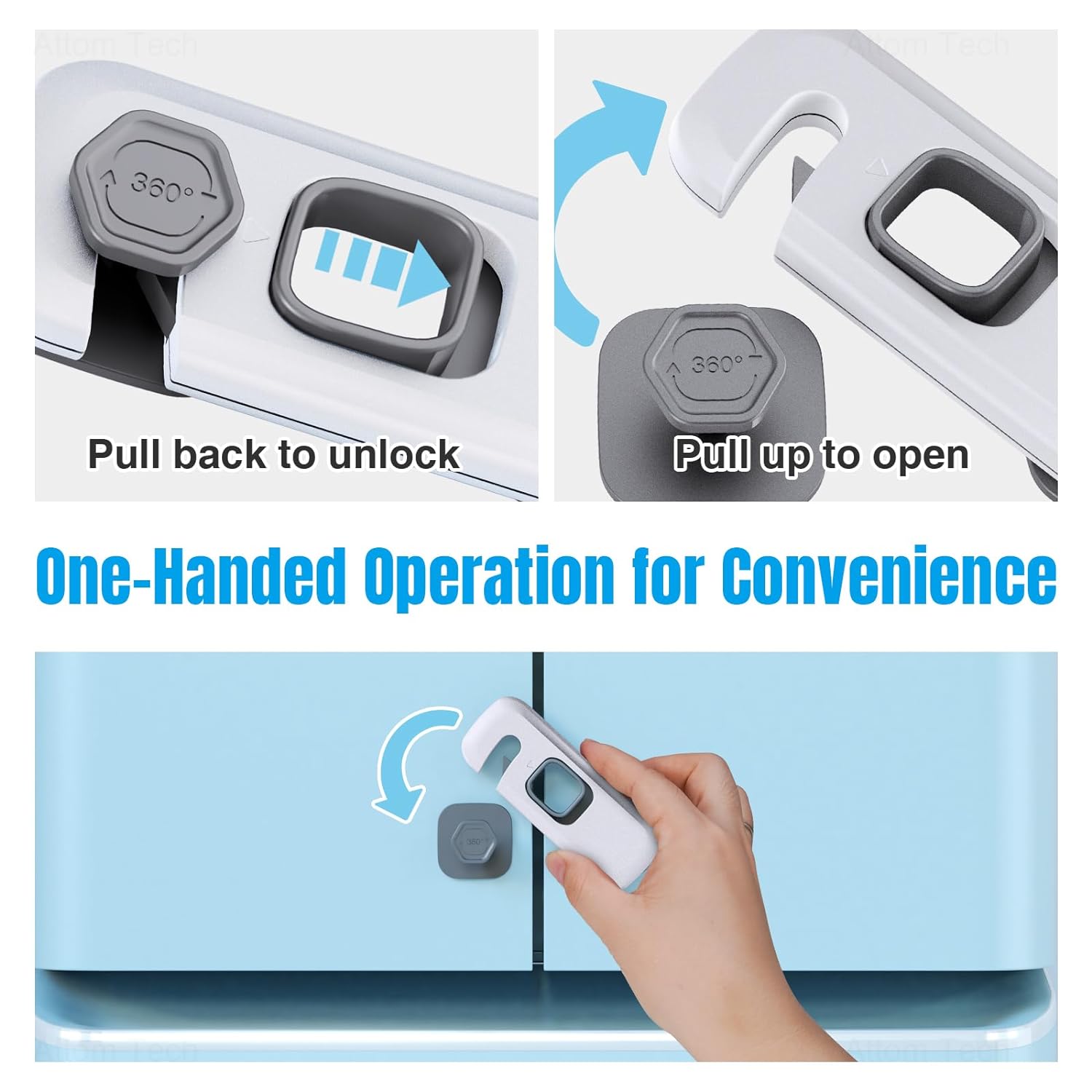 NiHome Child Proof Refrigerator Lock 6-Pack, Gray photo 5