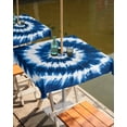 thumbnail image 2 of Hokiten Outdoor Tablecloths with Umbrella Hole & Zipper, Blue Ombre 54x54 Inch Square Tablecloths, Boho Tribal Ethnic Abstract Tie Dye Art Waterproof Table Cloth, Patio/Pool/Picnic Table Covers, 2 of 7
