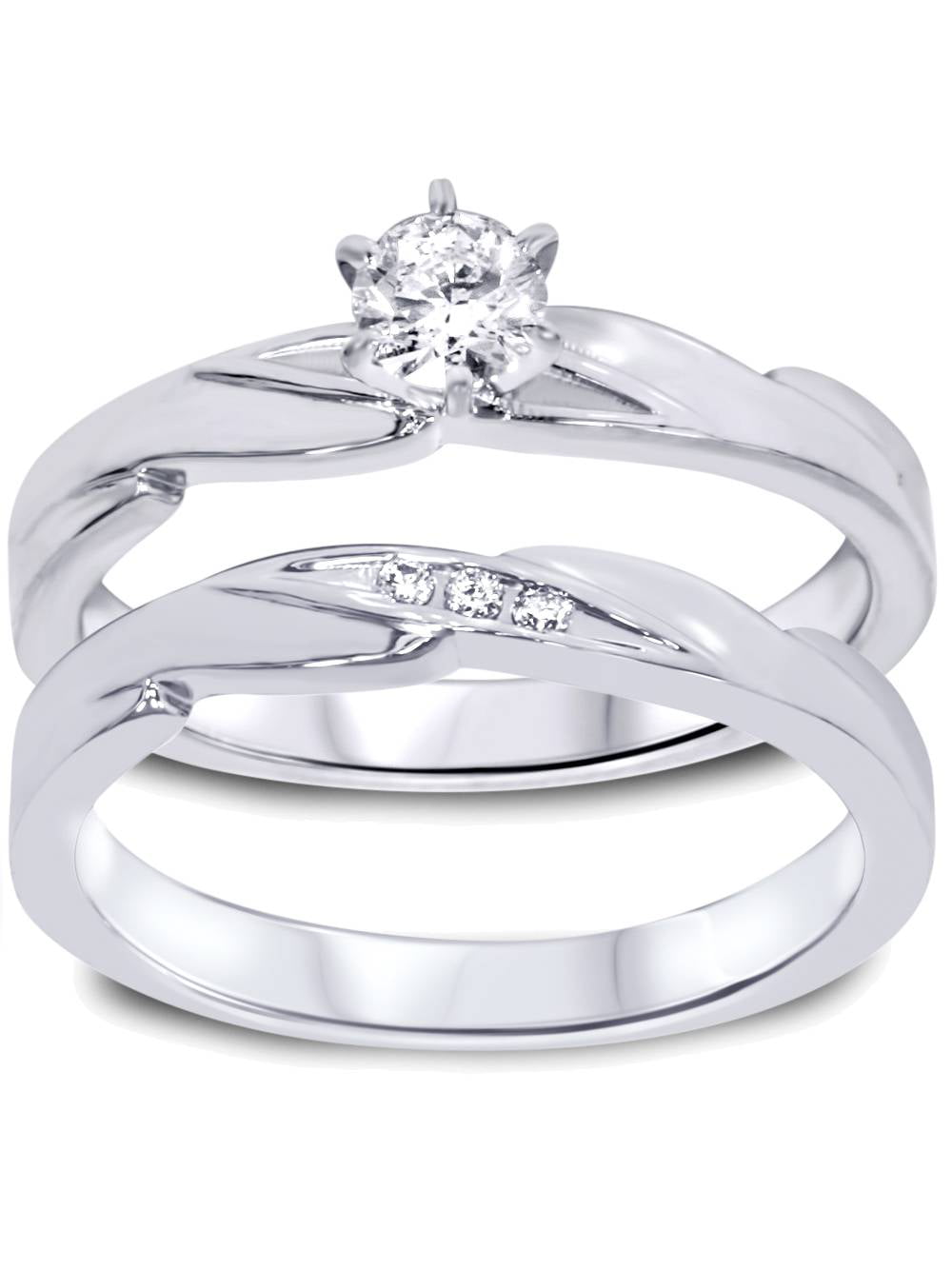 Pompeii3 1/4ct Diamond Engagement Wedding Ring Set 10K