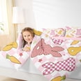 thumbnail image 3 of Erosebridal Cartoon Rabbit Silhouette Twin Comforter Sets,Pink White Geometric Checkered Bedding Set For Teens, Reversible 2pcs, 3 of 7