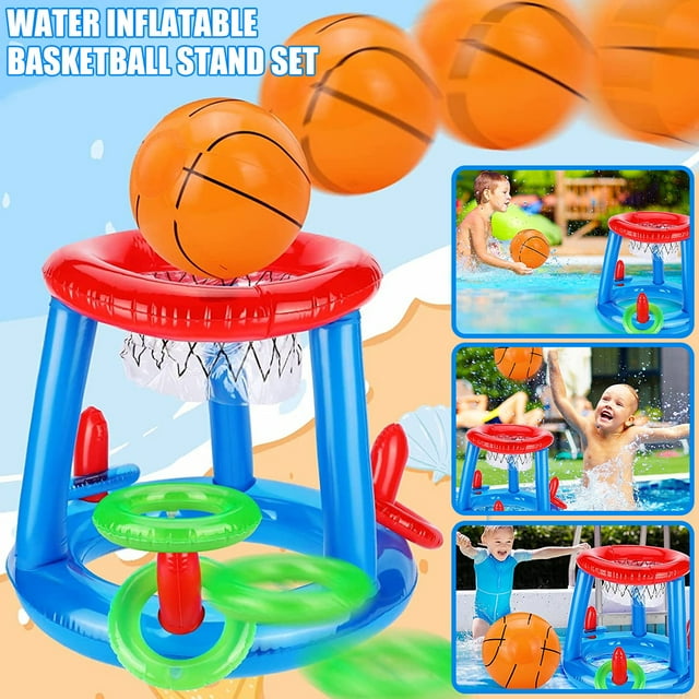 Muyoka Aro de baloncesto inflable para niños Piscina Agua Objetos flotantes Anillo de lanzamiento Aro de baloncesto Juguetes para piscina Playa Camping Muyoka Hogar