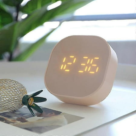 Square Small Alarm Clock Luminous Mute Led Multifunctional Digital Clock LightPink