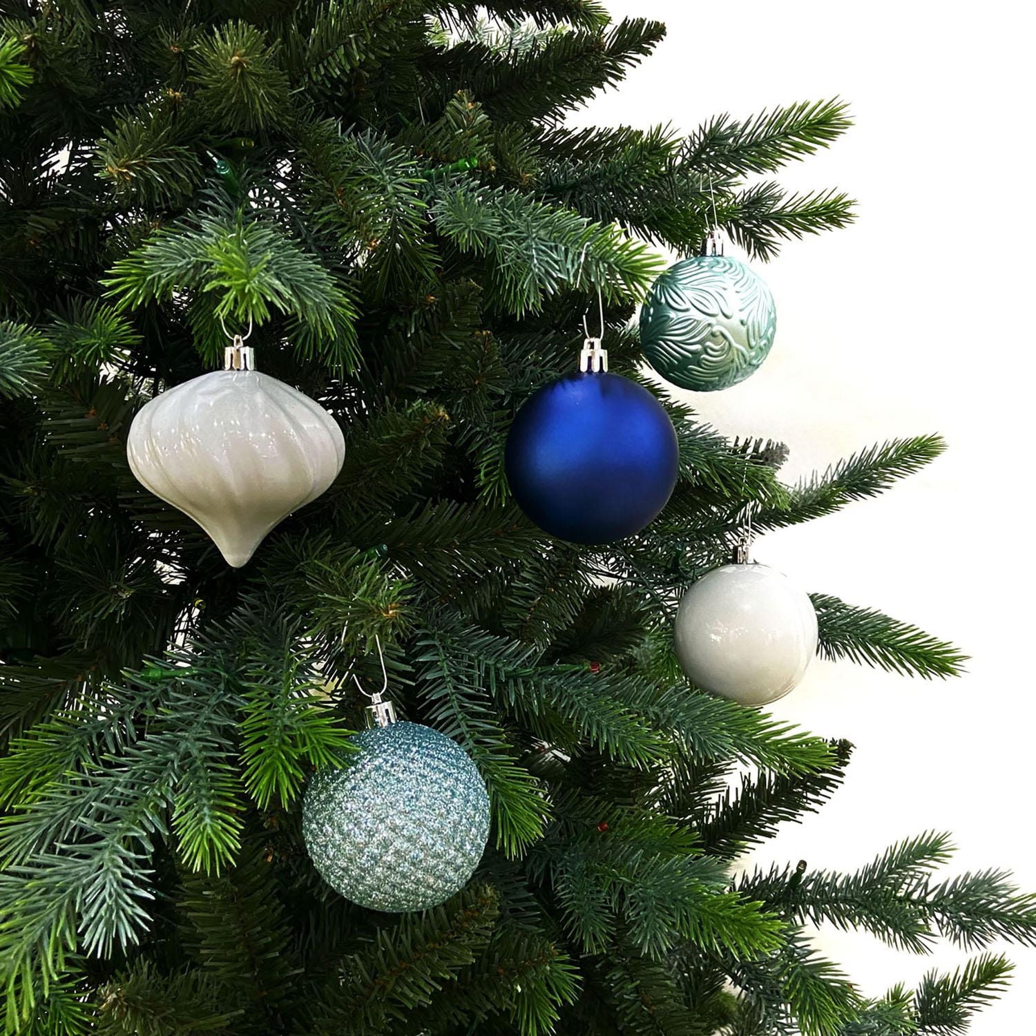 Holiday Time 45 Count Shatterproof Ornaments-Blue/Teal/White