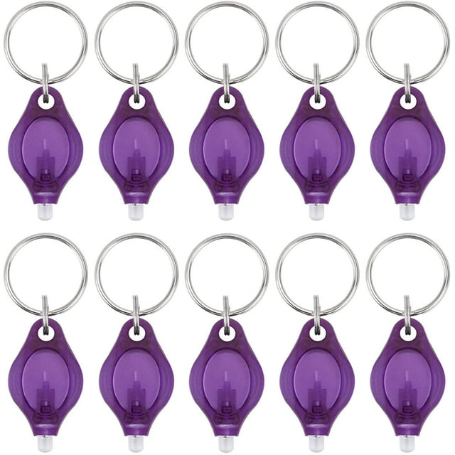 Paquete de 10 mini llaveros LED con luz ultravioleta, linterna, llavero, luces, pasaporte, ID, verificador, color morado Jormftte LKX-1005