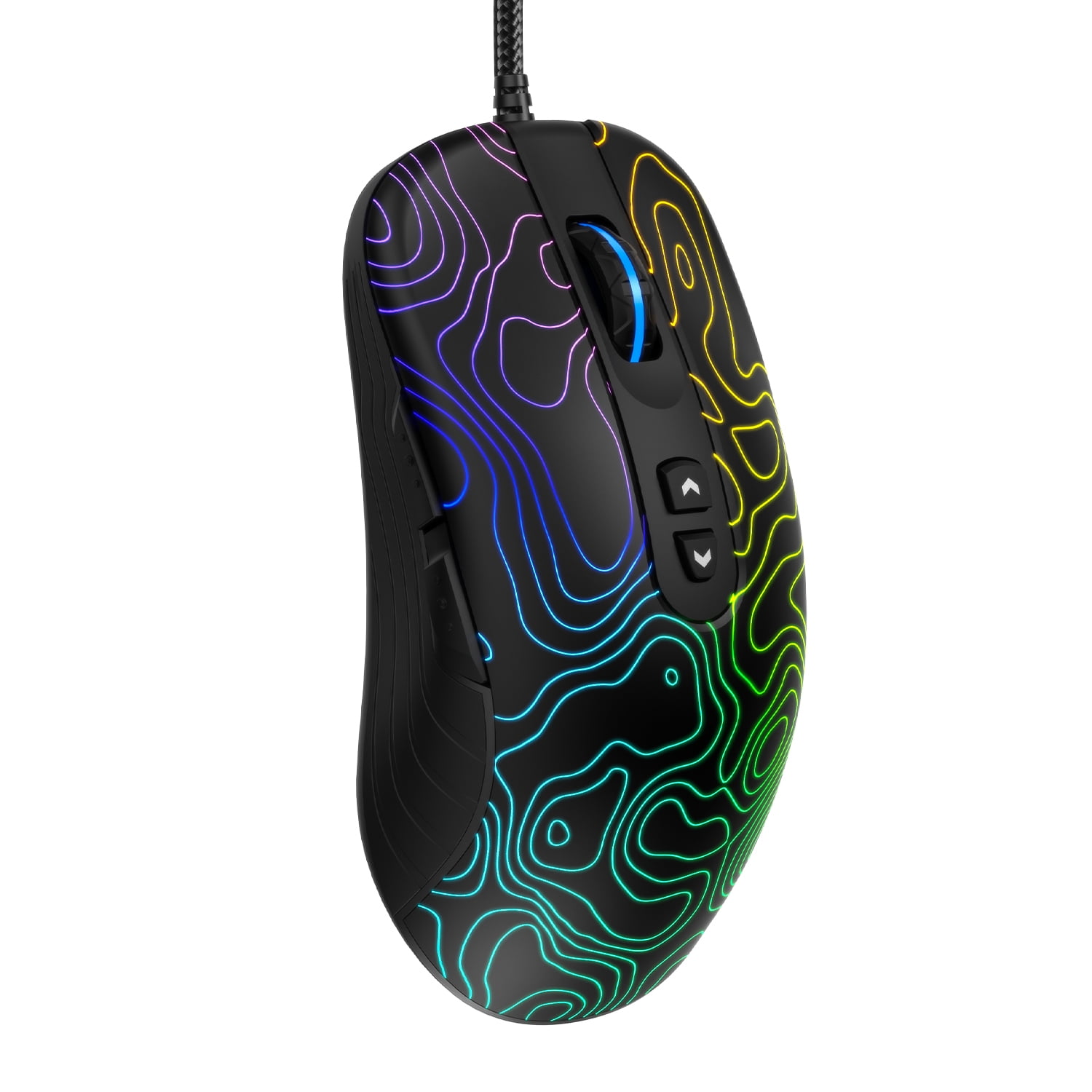 G706 Wired Gaming Mouse, Adjustable 12800 DPI, Lightweight, 7 Programmable Buttons, Software Supports, RGB Backlit Computer Mouse for Laptop PC Mac Windows, Black Topographic
