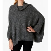 Angle View: DKNY Jeans NEW Gray Womens Large L/XL Marled Cowl Neck Knitted Poncho