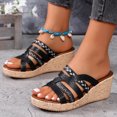 thumbnail image 6 of Women's Sandals Summer Large Size Fish Mouth Thick Soled One-line Slippers Beach Wedge Sandals, 6 of 9
