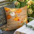 thumbnail image 3 of Throw Pillow Covers, Orange Thanksgiving Decorative Throw Pillow Covers 18x18 Inch, Fall Maple Leaves Berries Brown Wooden Square Linen Pillow Cases for Couch/Living Room/Sofa, 3 of 9
