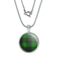 thumbnail image 1 of Plaid Green Gray Grey Pattern 0.75" Pendant with Sterling Silver Plated Chain, 1 of 3