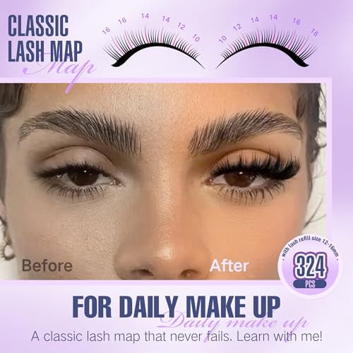 Lash Clusters Fluffy Spike Eyelash Clusters 10-18mm Volume Eyelash Extensions 200D Clusters Eyelashes 324pcs DIY Clusters Lashes Extensions at Home for Makeup by