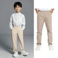 thumbnail image 4 of Teen School Pants For Boys Pull On Chino Pants With Pockets Straight Pants Boy Khaki Uniform Pants Boys Back To School Clothes Teen Boys Pants 11-12 Years, 4 of 5