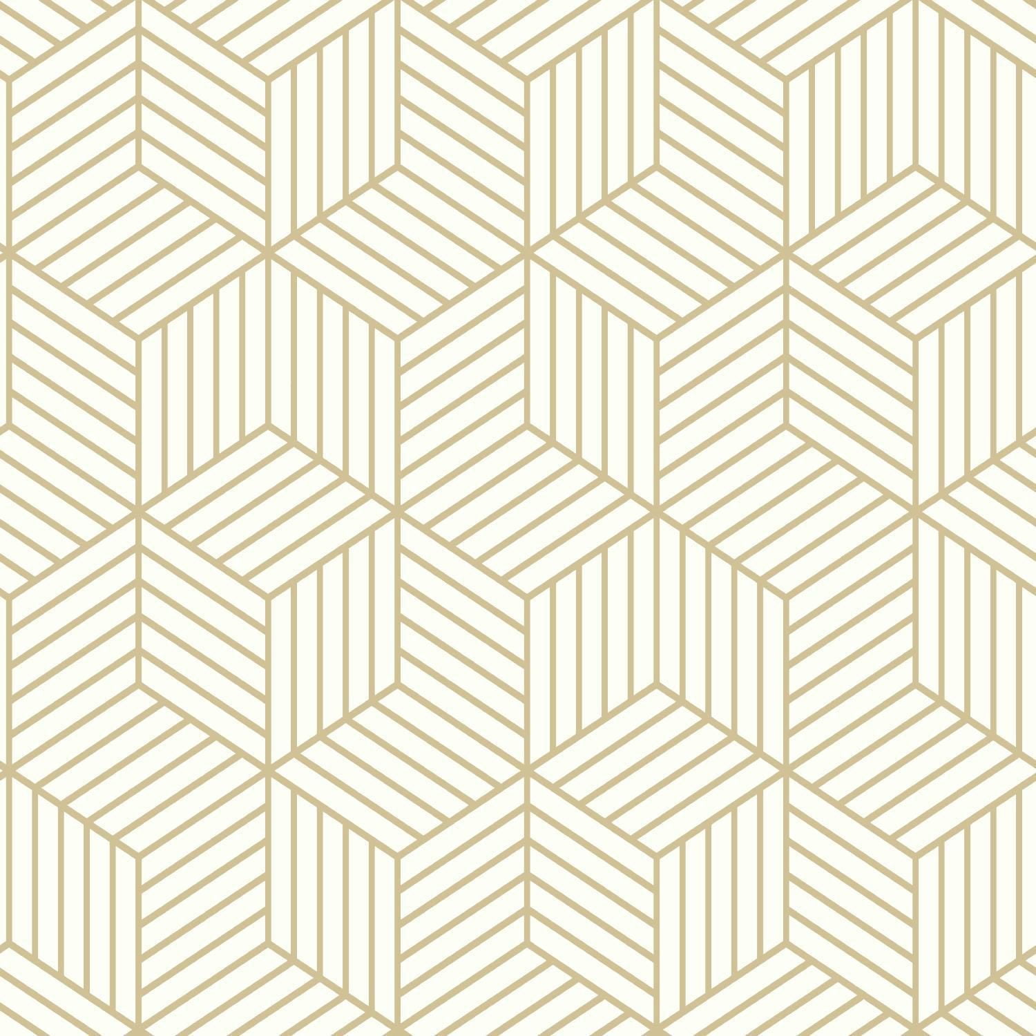 RoomMates Stripped Hexagon Peel&Stick Wallpaper, Roll is 20.5" wide x 16.5 feet = 28.18 sq ft.