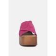 thumbnail image 3 of MATRIX Criss Cross Strap Block Heel Sandals in Fuchsia, 3 of 6