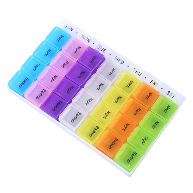 Tanque de almacenamiento Organizador de pastillas separado a prueba de polvo, caja para pastillas, dispensador de almacenamiento de medicina