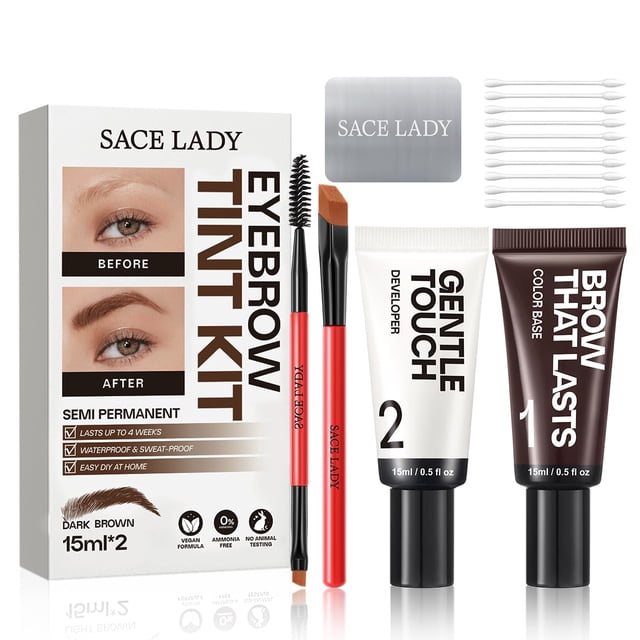 Kit de color para cejas SACE LADY castaño oscuro resistente al agua 30 ml