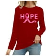 thumbnail image 1 of MKLEKYY Hauts Ajustés pour Femmes T-Shirt à Manches Longues Imprimé Mois de la Prévention du Cancer Col Rond Décontracté pour Femmes, 1 of 3