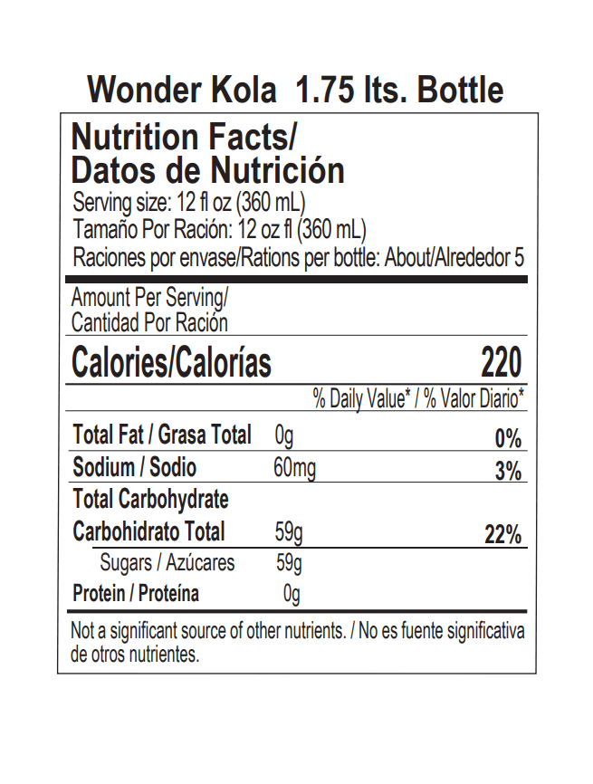 Wonder Kola 1.75 L Soda Pop Soft Drink, Dairy-Free, Gluten-Free