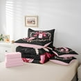 thumbnail image 6 of Castle Fairy Full 7-Piece Ribbon Bow Letter Monogrammed J Boho Floral Damask Bedding Set, 6 of 8